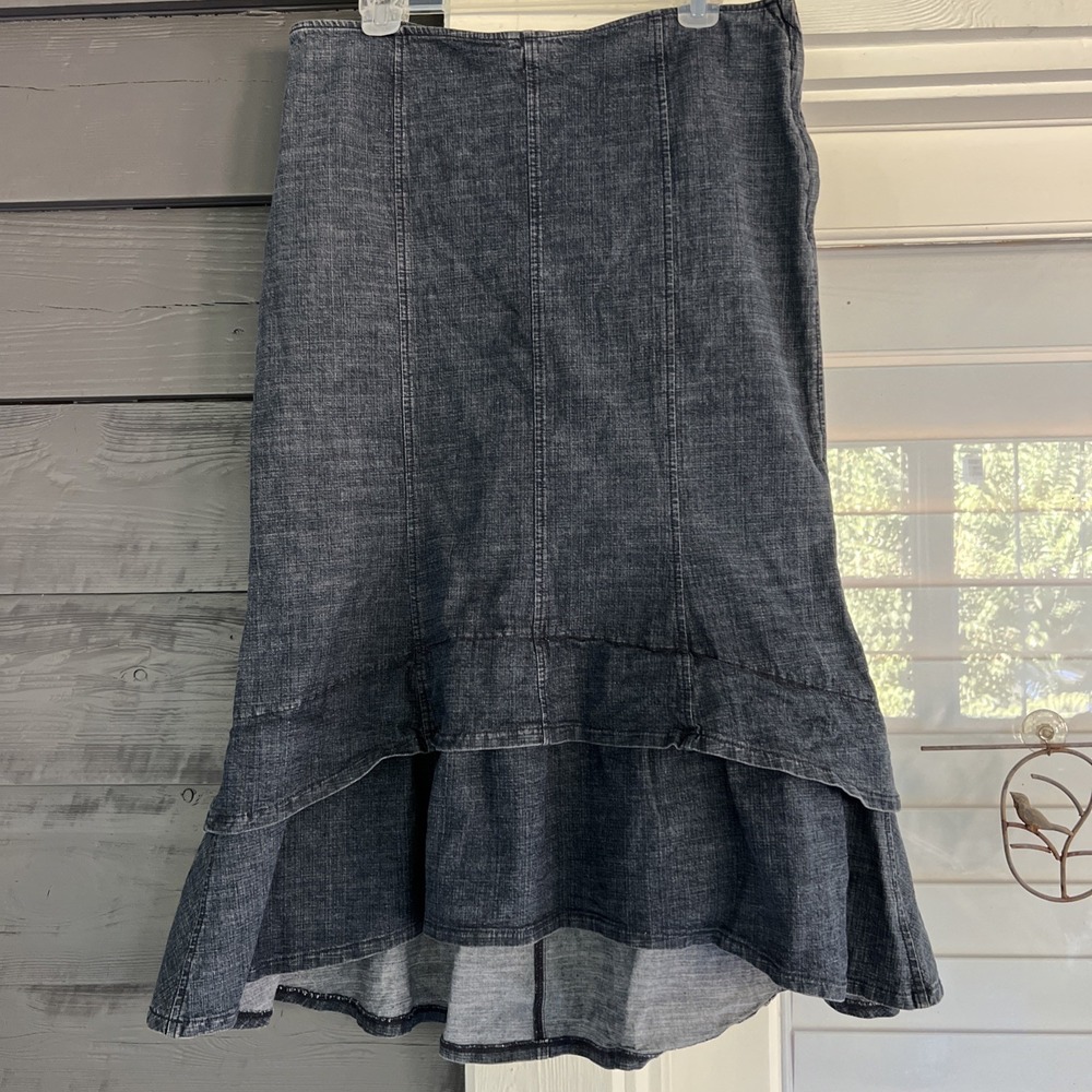 Westbound Sz 14 Denim Mermaid Trumpet Skirt Hi-Low Ruffle Tiered Whimsigoth